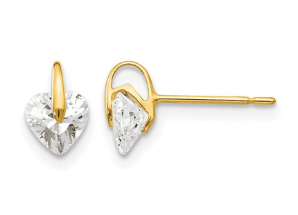14K gold cubic zirconia heart earrings