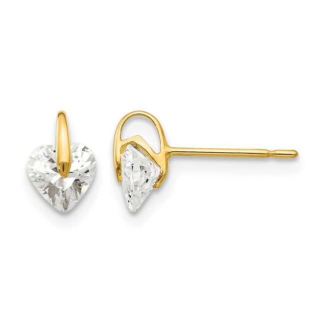14k Madi K CZ Children's Heart Post Earrings, 7 x 5mm