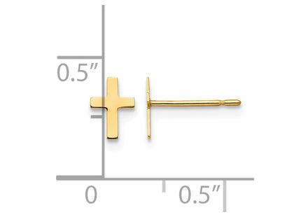 14K gold cross earrings, further view