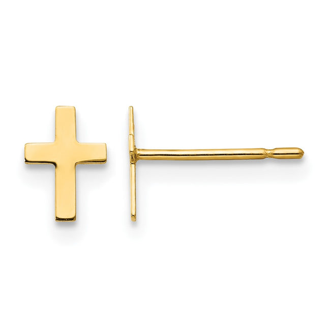 14k Madi K Children's Cross Post Earrings, 15 x 6mm