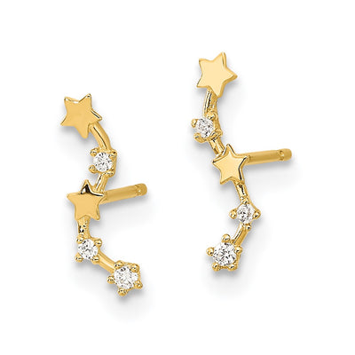 14K Madi K Curved Stars CZ Post Dangle Earrings