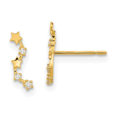14K Madi K Curved Stars CZ Post Dangle Earrings