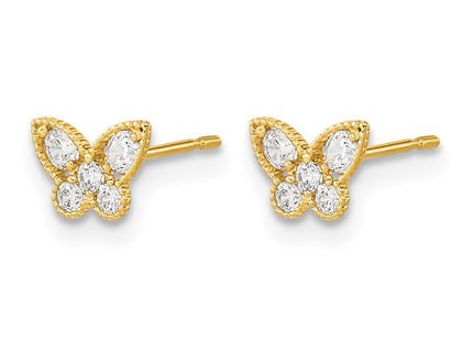 14K gold cubic zirconia butterfly earrings, alternate view