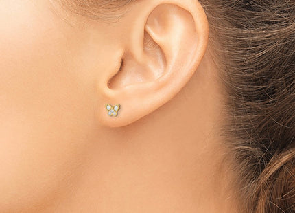 14K gold cubic zirconia butterfly earrings, further view