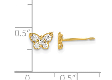 14K gold cubic zirconia butterfly earrings, another view