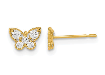 14K gold cubic zirconia butterfly earrings