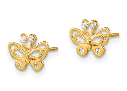 14K gold cubic zirconia butterfly earrings, alternate view