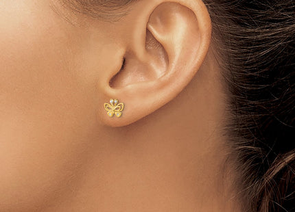 14K gold cubic zirconia butterfly earrings, further view