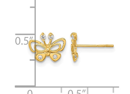 14K gold cubic zirconia butterfly earrings, another view