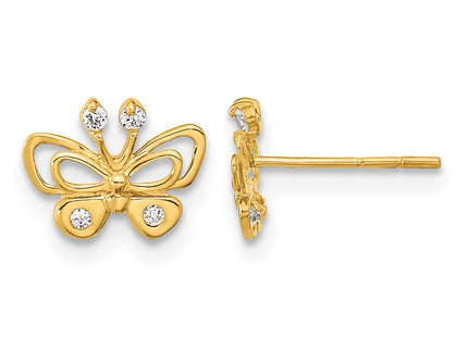 14K gold cubic zirconia butterfly earrings