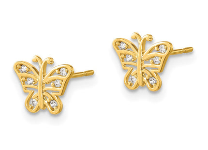 14k Madi K Kids CZ Butterfly Post Earrings (Style GK949)