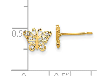 14k Madi K Kids CZ Butterfly Post Earrings (Style GK949)