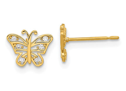 14k Madi K Kids CZ Butterfly Post Earrings (Style GK949)