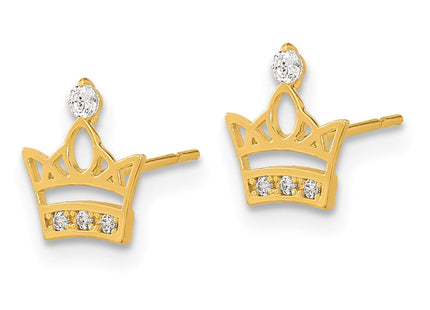 14k Madi K Kids CZ Crown Post Earrings (Style GK961)