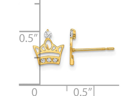 14k Madi K Kids CZ Crown Post Earrings (Style GK961)
