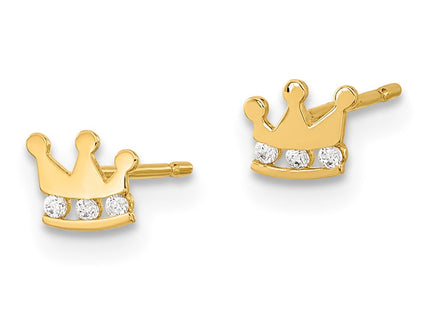 14K gold cubic zirconia crown earrings, alternate view