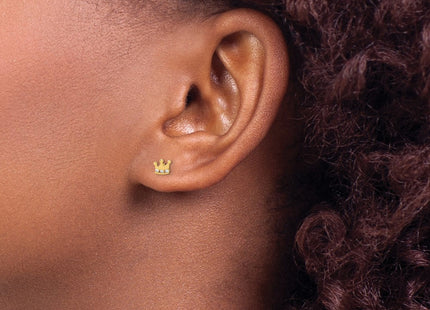 14K gold cubic zirconia crown earrings, further view