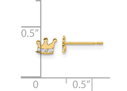 14K gold cubic zirconia crown earrings, another view