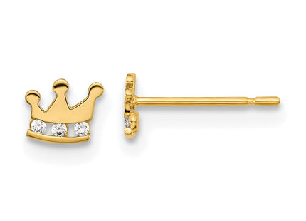 14K gold cubic zirconia crown earrings