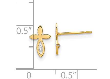 14k Yellow & Rhodium Earrings Style GK985 - Classique Jewelry Inc.