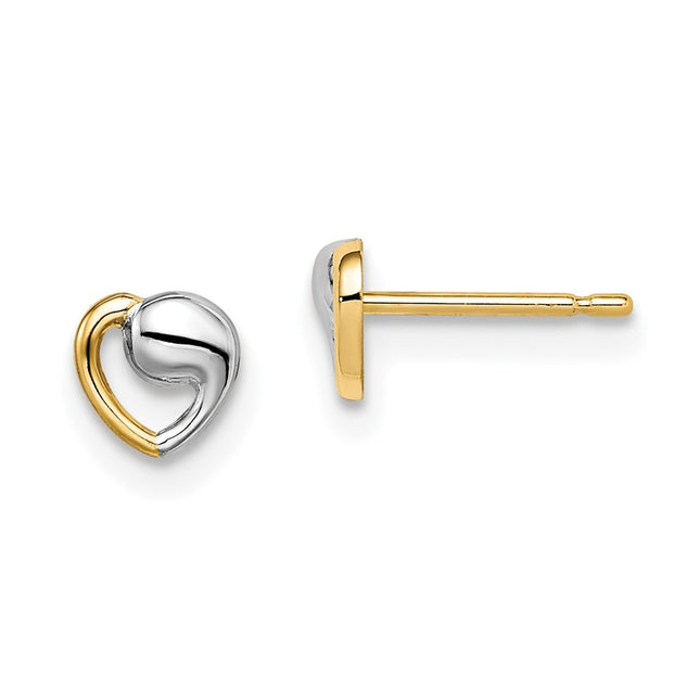 14k Yellow & Rhodium Earrings Style GK985 - Classique Jewelry Inc.