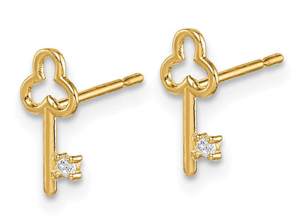 14k Madi K CZ Key Post Earrings (Style GK990)