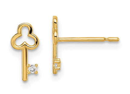14k Madi K CZ Key Post Earrings (Style GK990)