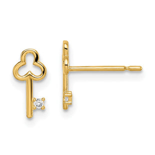 14k Madi K CZ Key Post Earrings (Style GK990)
