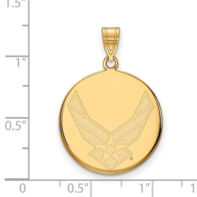Sterling Silver Gold-plated LogoArt U.S. Air Force Large Disc Pendant