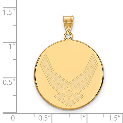Sterling Silver Gold-plated LogoArt U.S. Air Force Extra Large Disc Pendant
