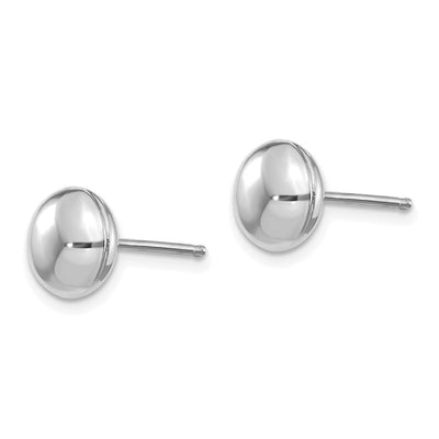 14K White Polished Button Post Earrings, 8 x 8mm