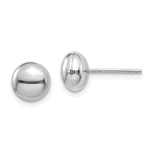 14k White Polished Button Post Earrings (Style H1023)