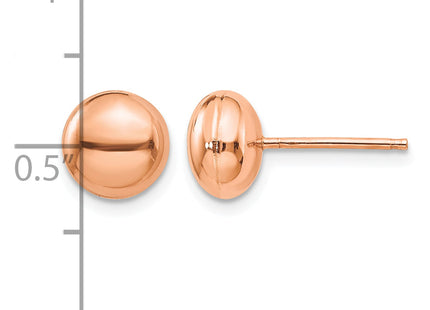 14k Rose Polished Button Post Earrings, 8 x 8mm
