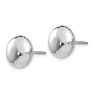 14K White Polished Button Post Earrings, 10.5 x 10.5mm