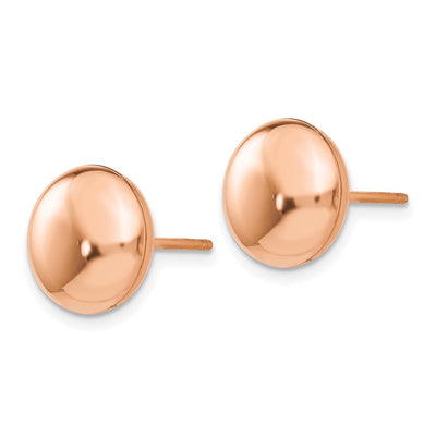 14K Rose Polished Button Post Earrings, 10.5 x 10.5mm