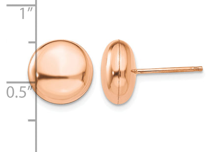 14k Rose Polished Button Post Earrings, 10.5 x 10.5mm