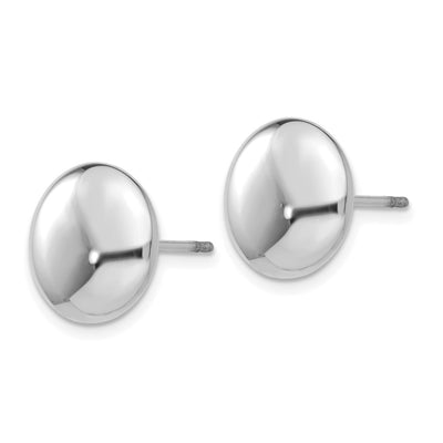 14K White Polished Button Post Earrings, 12 x 12mm