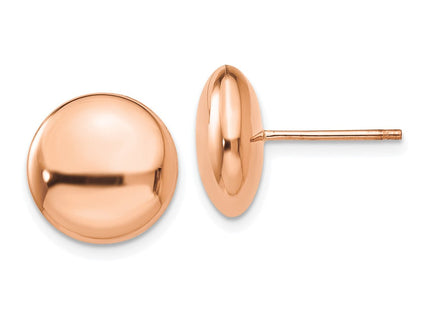 14k Rose Polished Button Post Earrings (Style H1030)