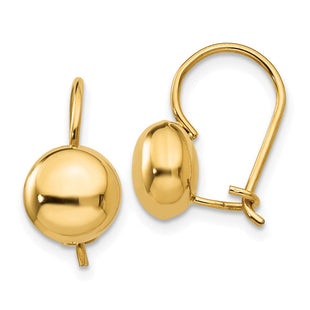 14k Polished Button Kidney Wire Earrings (Style H1031)