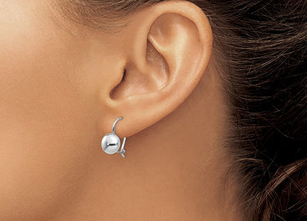 14k White Polished Button Kidney Wire Earrings (Style H1032)