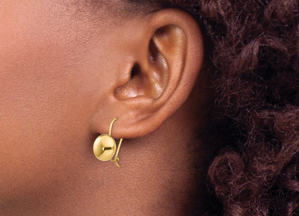 14k Polished Button Kidney Wire Earrings, 10.5 x 10.5mm