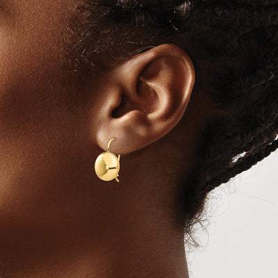 14K Polished Button Kidney Wire Earrings, 12 x 12mm