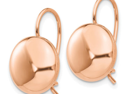 14k Rose Polished Button Kidney Wire Earrings (Style H1039)