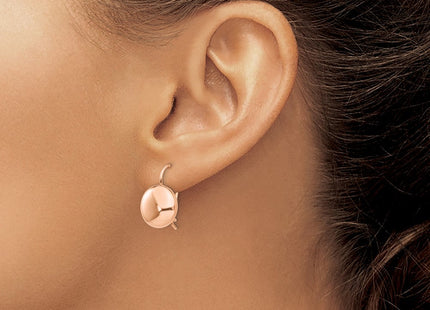 14k Rose Polished Button Kidney Wire Earrings (Style H1039)