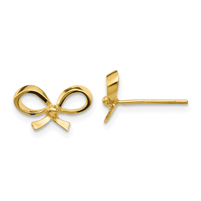 14K gold bow earrings, alternate view
