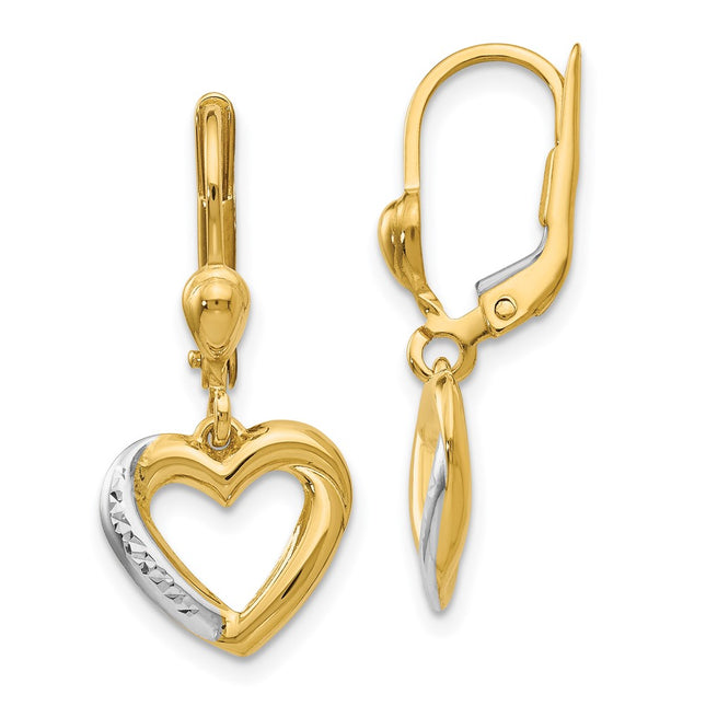 14k Yellow & Rhodium Earrings Style H1074 - Classique Jewelry Inc.