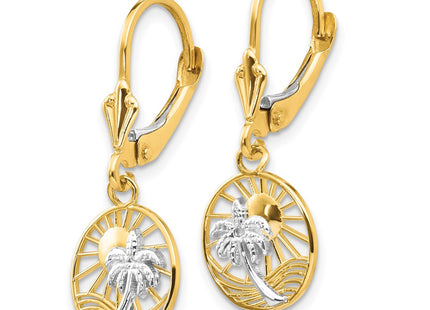 14k Yellow & Rhodium Earrings Style H1128 - Classique Jewelry Inc.