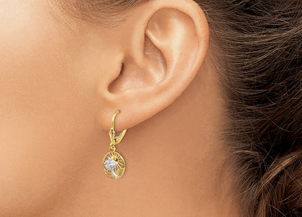 14k Yellow & Rhodium Earrings Style H1128 - Classique Jewelry Inc.