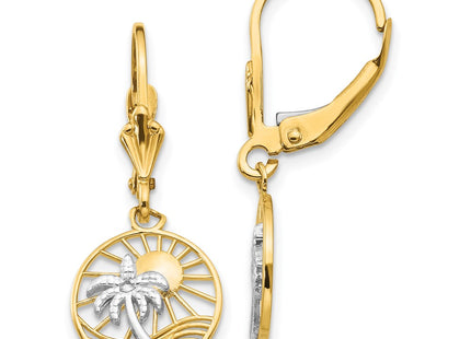 14k Yellow & Rhodium Earrings Style H1128 - Classique Jewelry Inc.