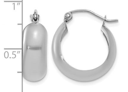 14k White Gold Fancy Hoop Earrings, 13 x 7mm